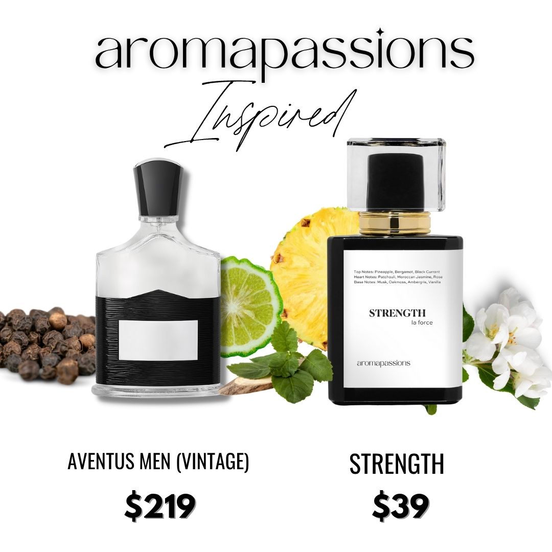 STRENGTH | Inspired by CREED AVENTUS Eau De Parfum | Bergamot Vanilla Jasmine Essential Oils | Aventus Impression Dupe Pheromone Perfume | Ambergris Fragrance Oil | Feromonas Hombre