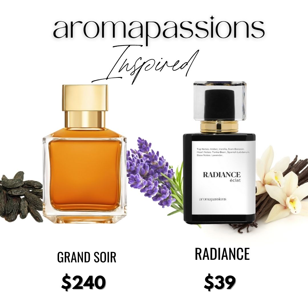 RADIANCE | Inspired by MFK GRAND SOIR | Grand Soir Dupe Pheromone Men Women Perfume | Amber Vanilla Tonka Bean Lavender Essential Oils