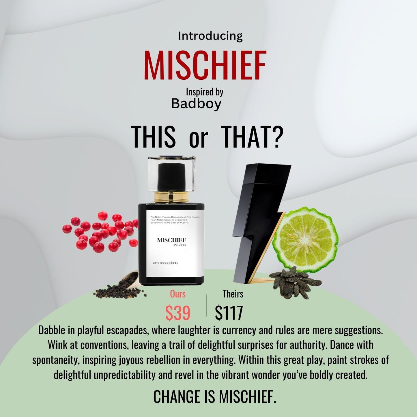 MISCHIEF | Inspired by CAROLINA HERRERA BADBOY | Badboy Dupe Pheromone Perfume