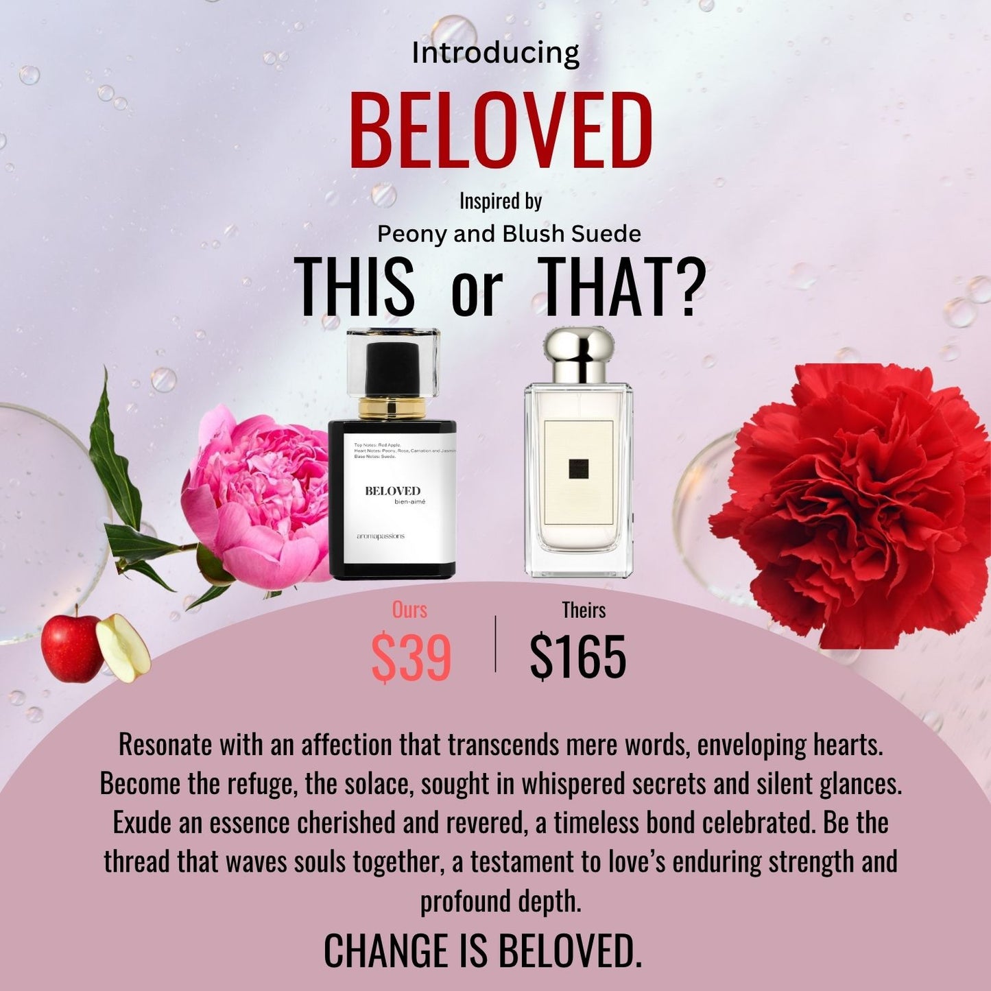 BELOVED | Inspired by JO MALONE PEONY AND BLUSH SUEDE | Peony and Blush Suede Dupe Pheromone Perfume