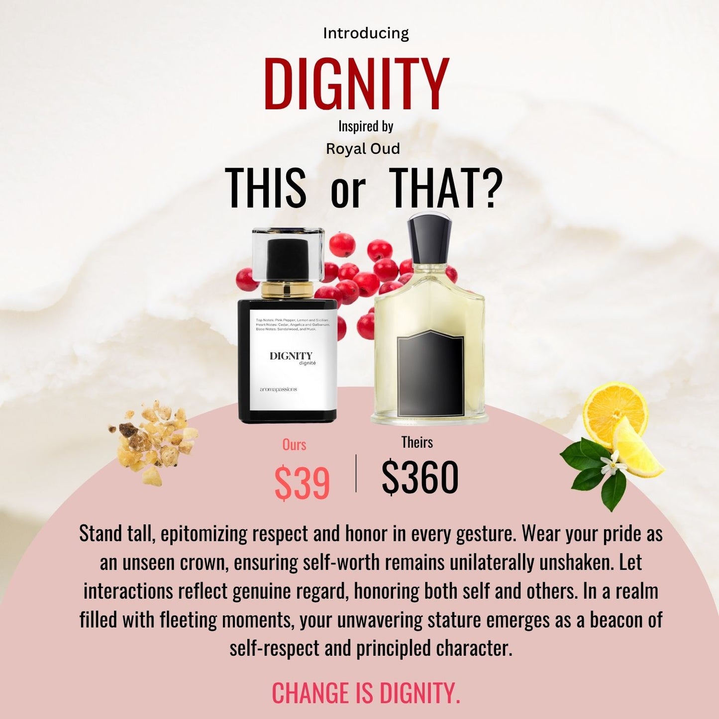 DIGNITY | Inspired by CREED ROYAL OUD | Royal Oud Dupe Pheromone Perfume