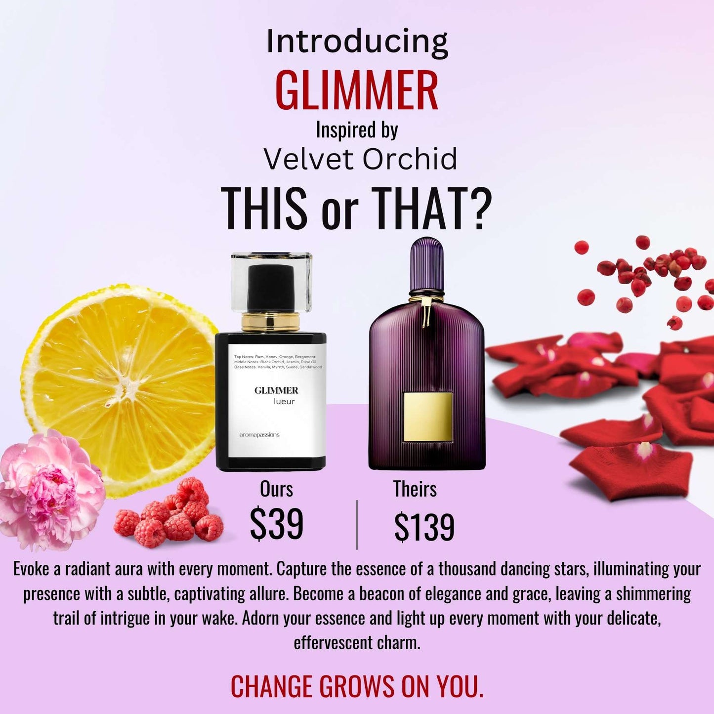 GLIMMER | Inspired by TOM FORD VELVET ORCHID | Velvet Orchid Dupe Pheromone Perfume