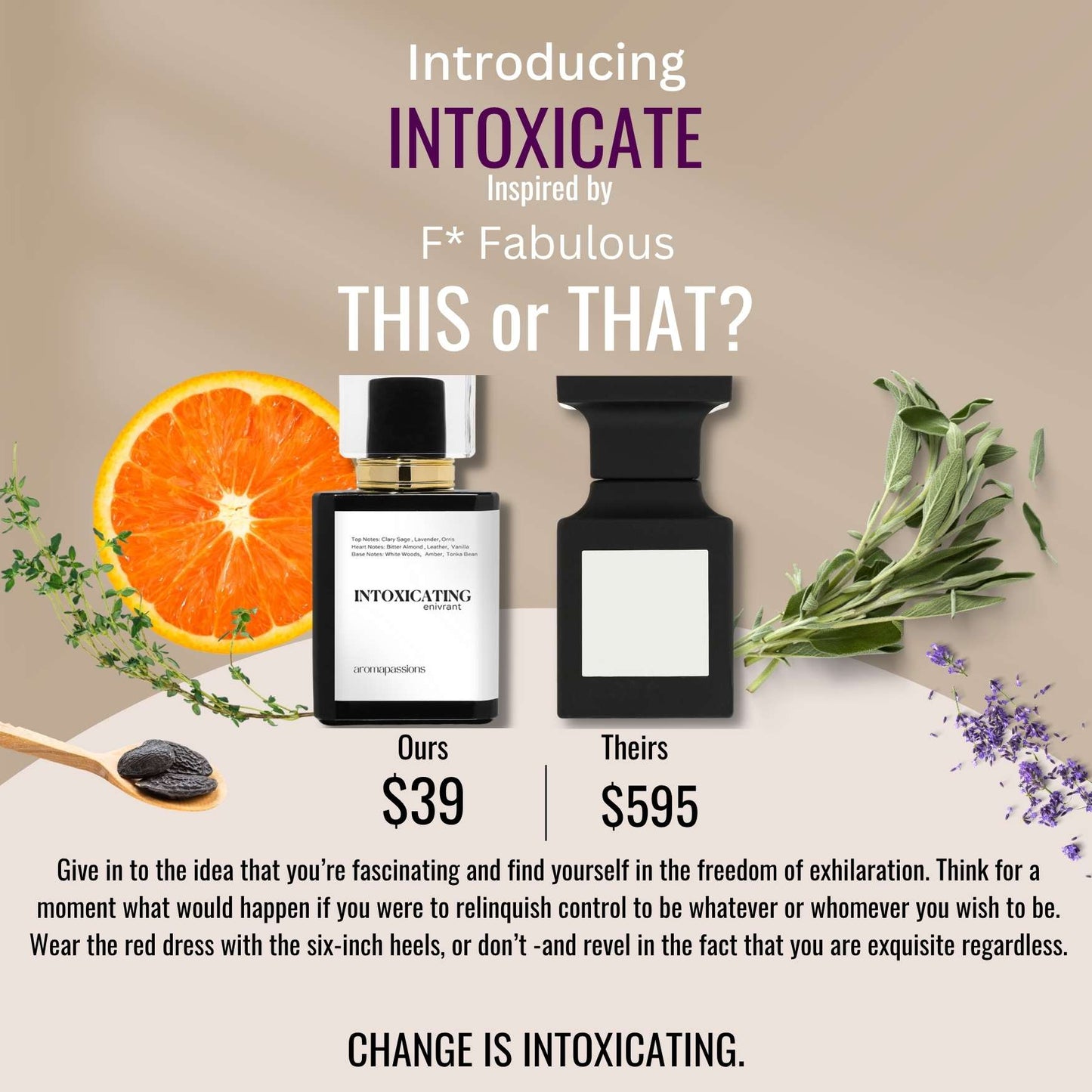 INTOXICATE | Inspired by Tom Ford F* FABULOUS | F* Fabulous Dupe Pheromone Perfume | Perfume de Mujer Hombre | Fragrance Lavender Clary Sage Orange Thyme Cinnamon Essential Oils | Affordable Cheap Perfume
