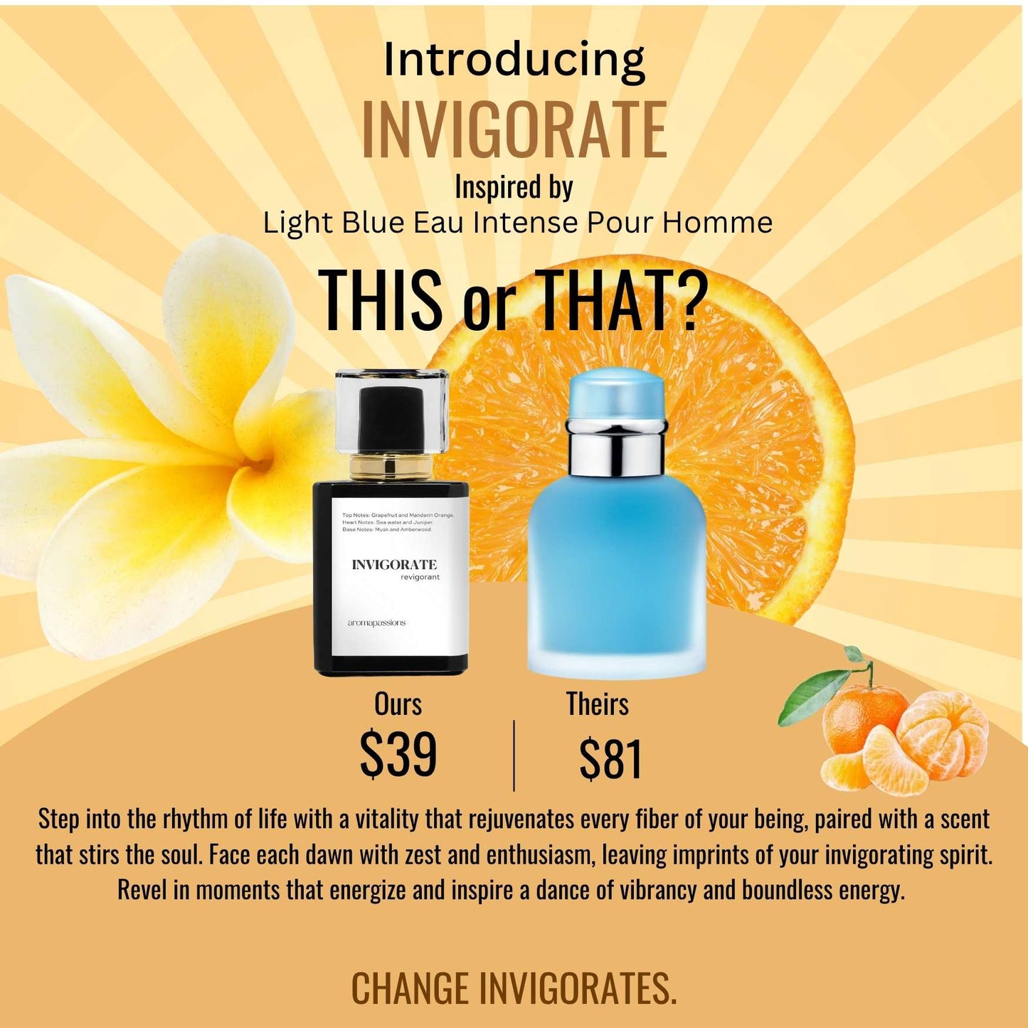 INVIGORATE | Inspired by DOLCE GABBANA LIGHT BLUE EAU INTENSE POUR HOMME | Grapefruit Mandarin Orange Juniper Essential Oil | Light Blue Dupe Pheromone Perfume