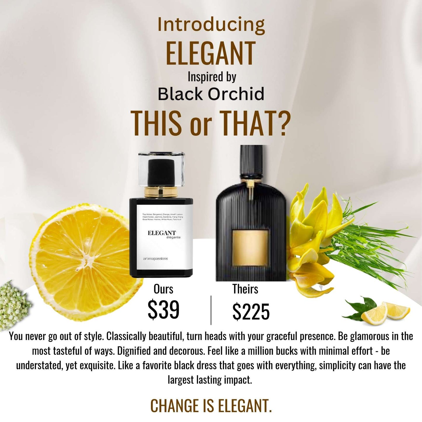 ELEGANT | Inspired by Tom Ford BLACK ORCHID | Black Orchid Dupe Pheromone Perfume | Jasmine Ylang-Ylang Patchouli Vetiver Essential oils.