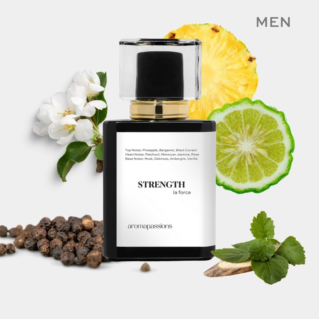 STRENGTH | Inspired by CREED AVENTUS Eau De Parfum | Bergamot Vanilla Jasmine Essential Oils | Aventus Impression Dupe Pheromone Perfume | Ambergris Fragrance Oil | Feromonas Hombre
