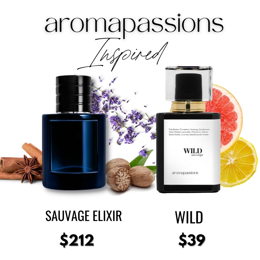 WILD | Inspired by D. SAUVAGE ELIXIR | Sauvage Elixir EDP Dupe Pheromone Perfume | Cinnamon Lavender Essential Oils | Amber Fragrance Oil Notes for Men