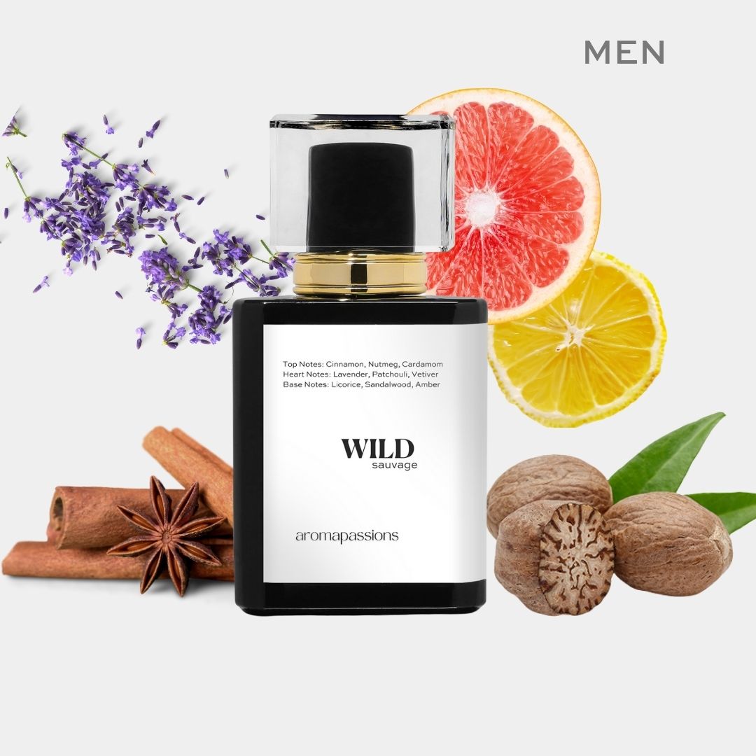 WILD | Inspired by D. SAUVAGE ELIXIR | Sauvage Elixir EDP Dupe Pheromone Perfume | Cinnamon Lavender Essential Oils | Amber Fragrance Oil Notes for Men