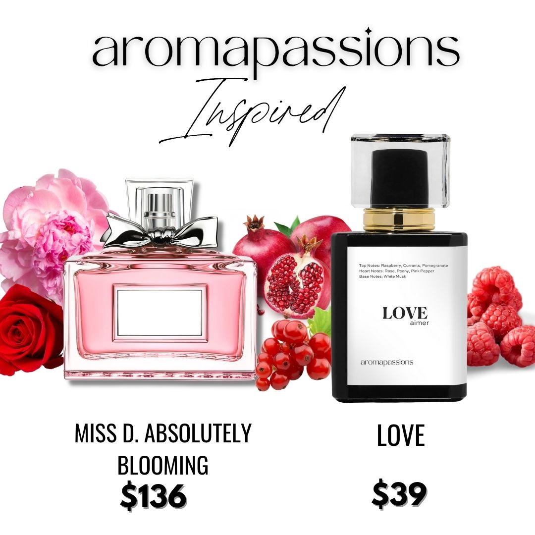 LOVE | Inspired by MISS D. ABSOLUTELY BLOOMING | Absolutely Blooming Dupe Pheromone Eau De Perfume | Scent Notes Rose Peony Pink Pepper Essential Oils