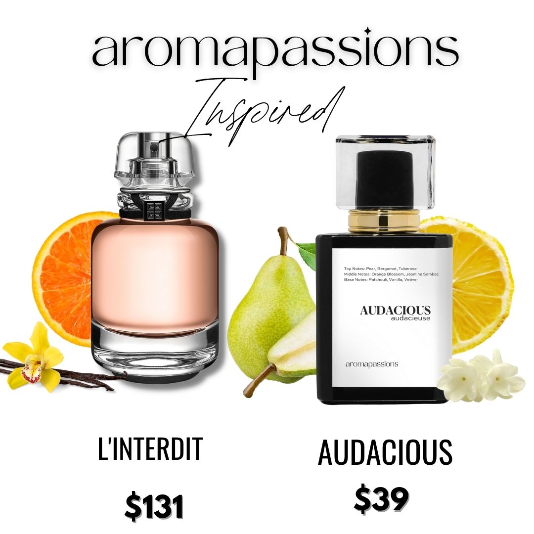 AUDACIOUS | Inspired by GIVNCHY LINTERDIT | L'Interdit Dupe Pheromone Eau De Parfum | Orange Blossom Jasmine Patchouli Vanilla Vetiver Essential Oils