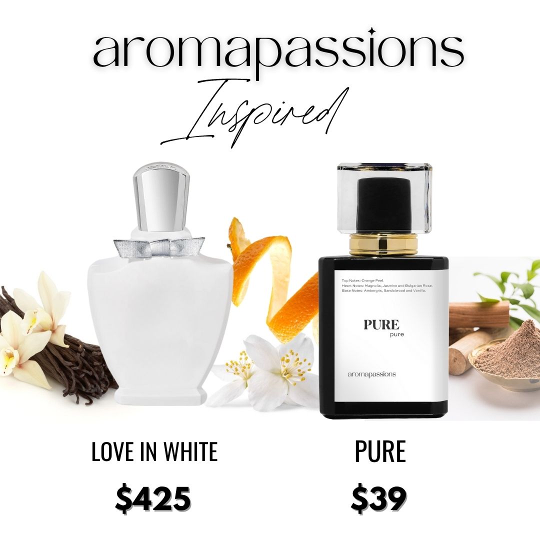 PURE | Inspired by CREED LOVE IN WHITE | Narcissus Italian Jasmine Bulgarian Rose Sandalwood Vanilla Essential Oils | Love in White Dupe Pheromone Perfume