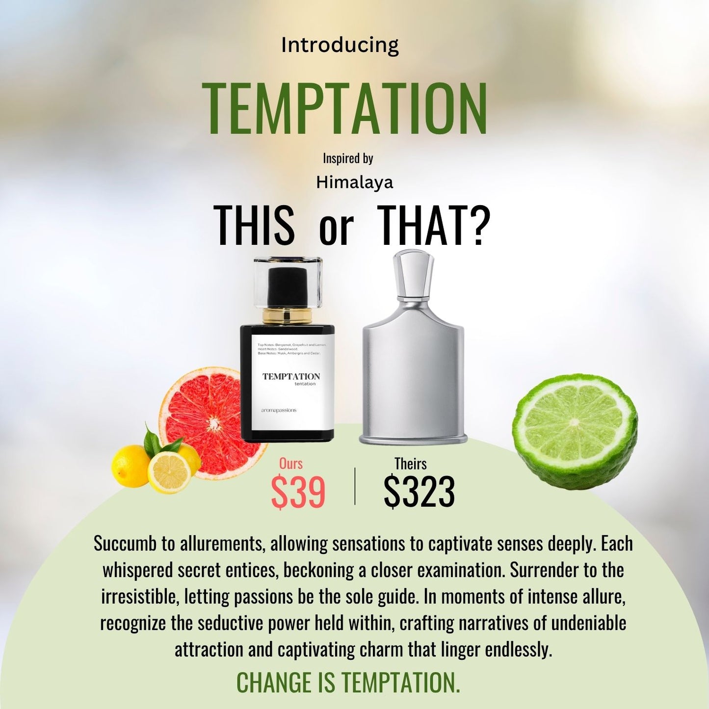 TEMPTATION | Inspired by CREED HIMALAYA | Himalaya Dupe Pheromone Perfume