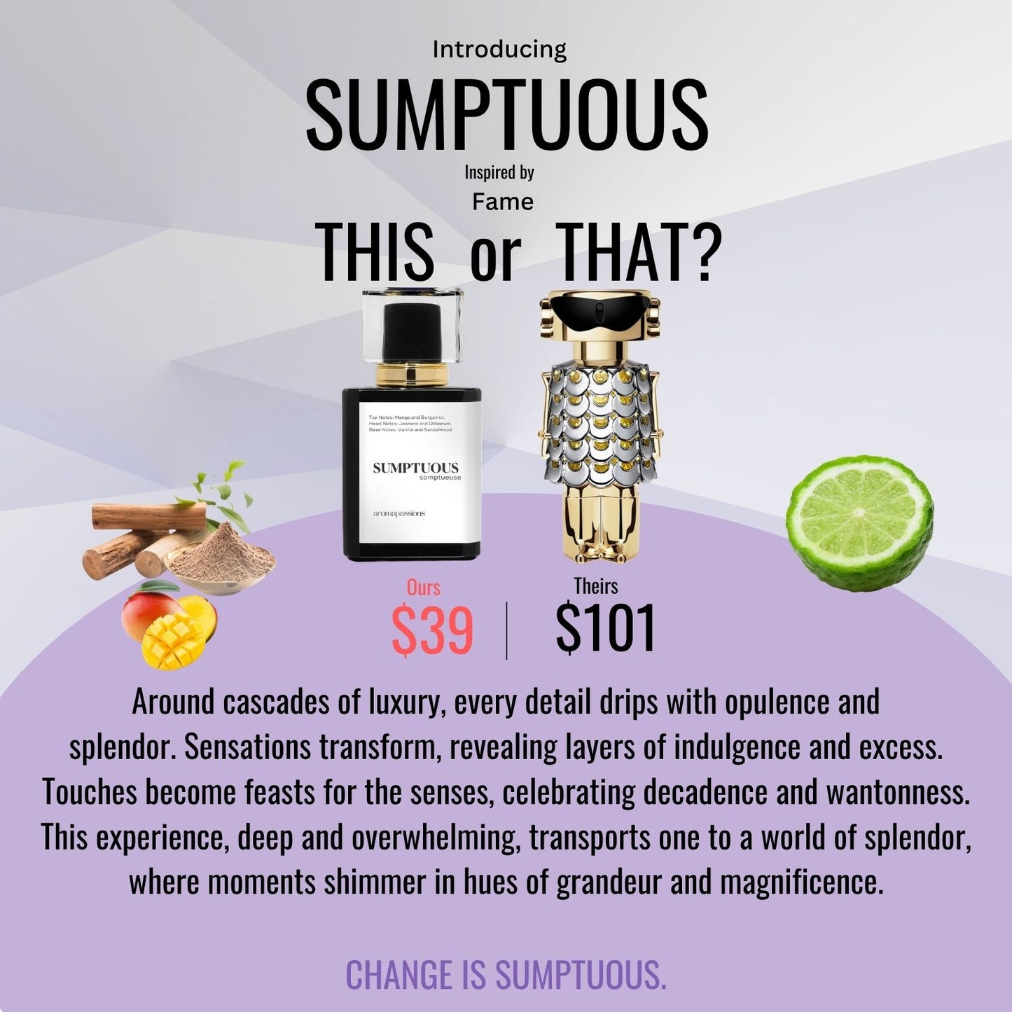 SUMPTUOUS | Inspired by PACO RABANNE FAME | Fame Dupe Pheromone Perfume