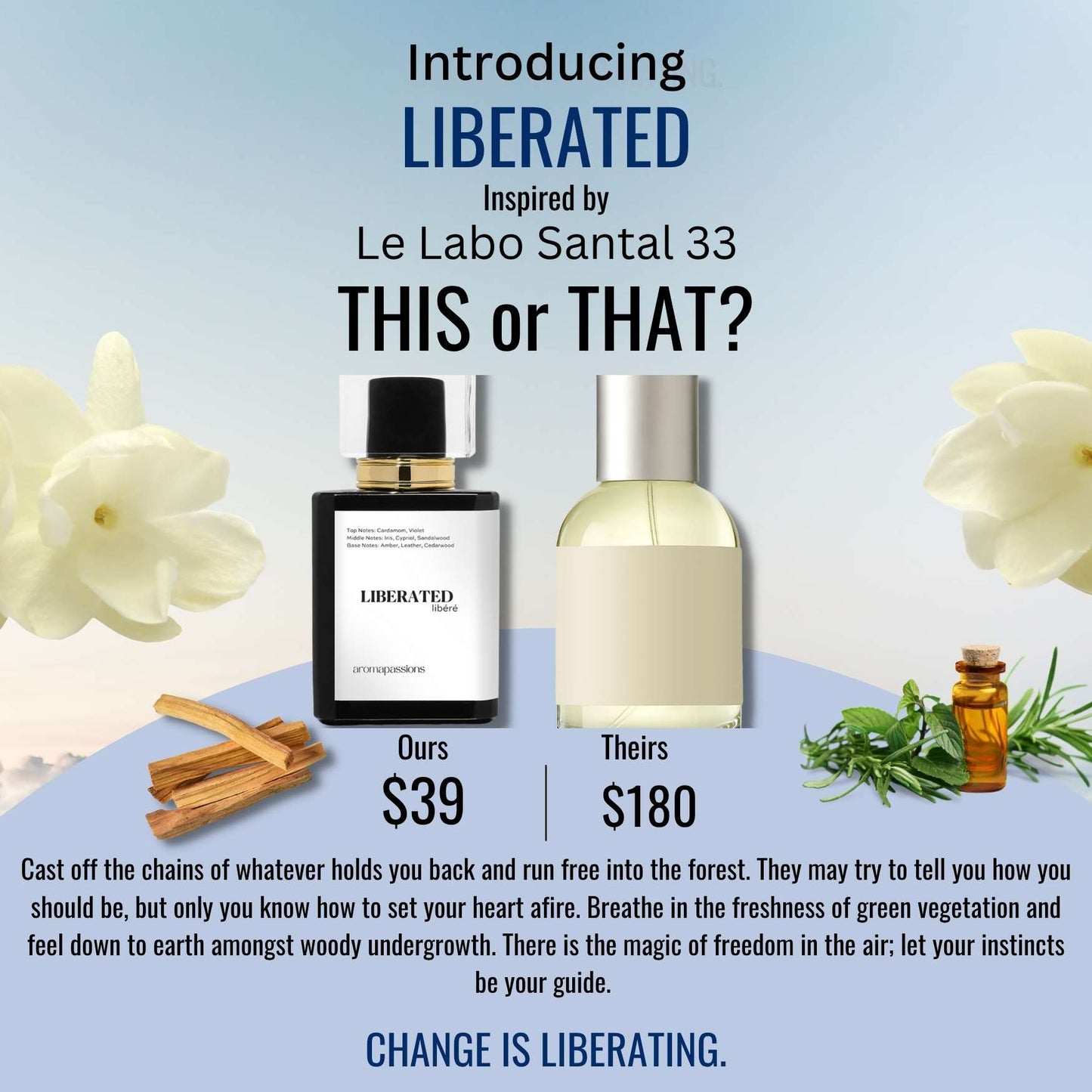 LIBERATED | Inspired by LE LABO SANTAL 33 | Santal 33 Dupe Pheromone Perfume