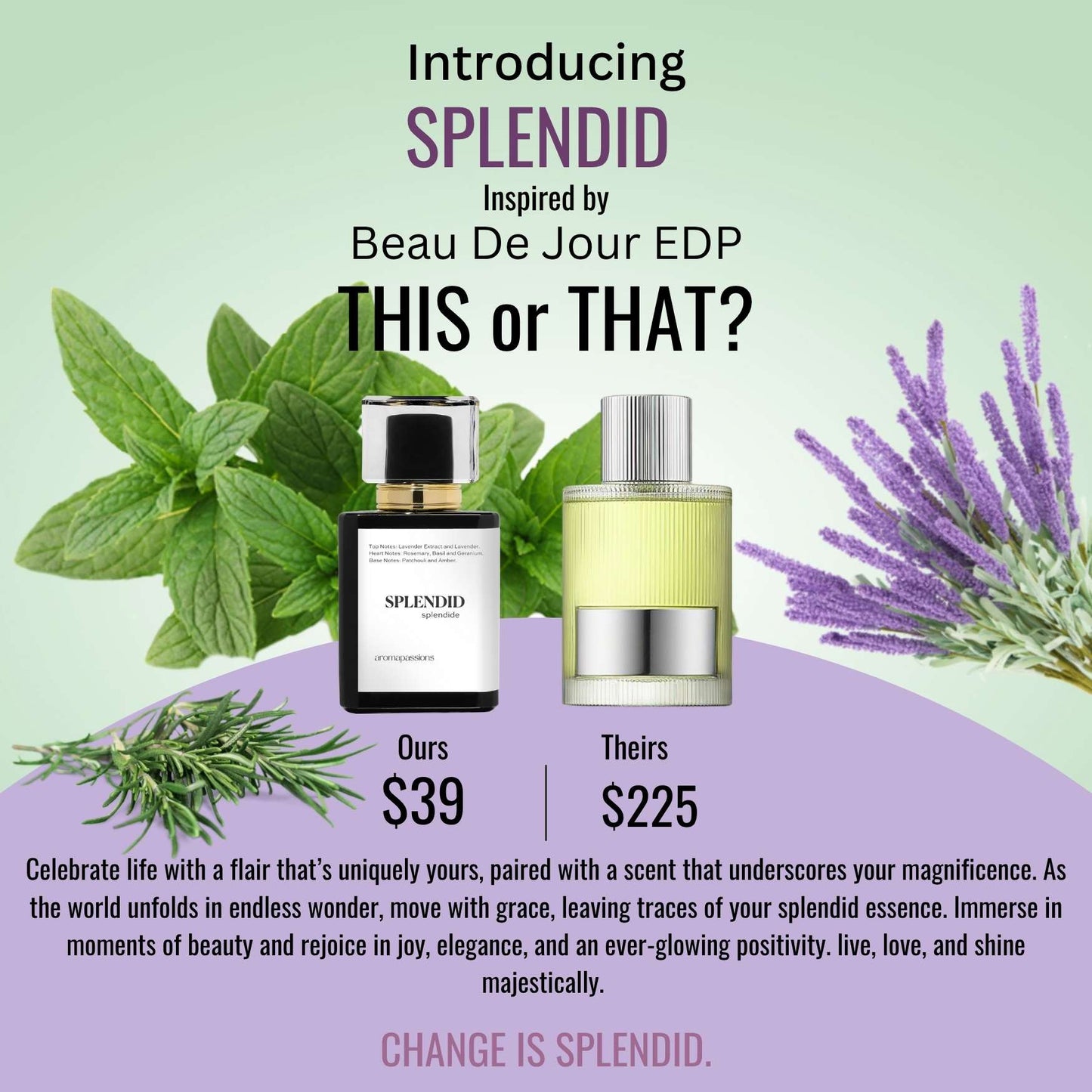 SPLENDID | Inspired by TOM FORD BEAU DE JOUR | Lavender Rosemary Mint Patchouli Essential Oil | Beau De Jour Dupe Pheromone Perfume