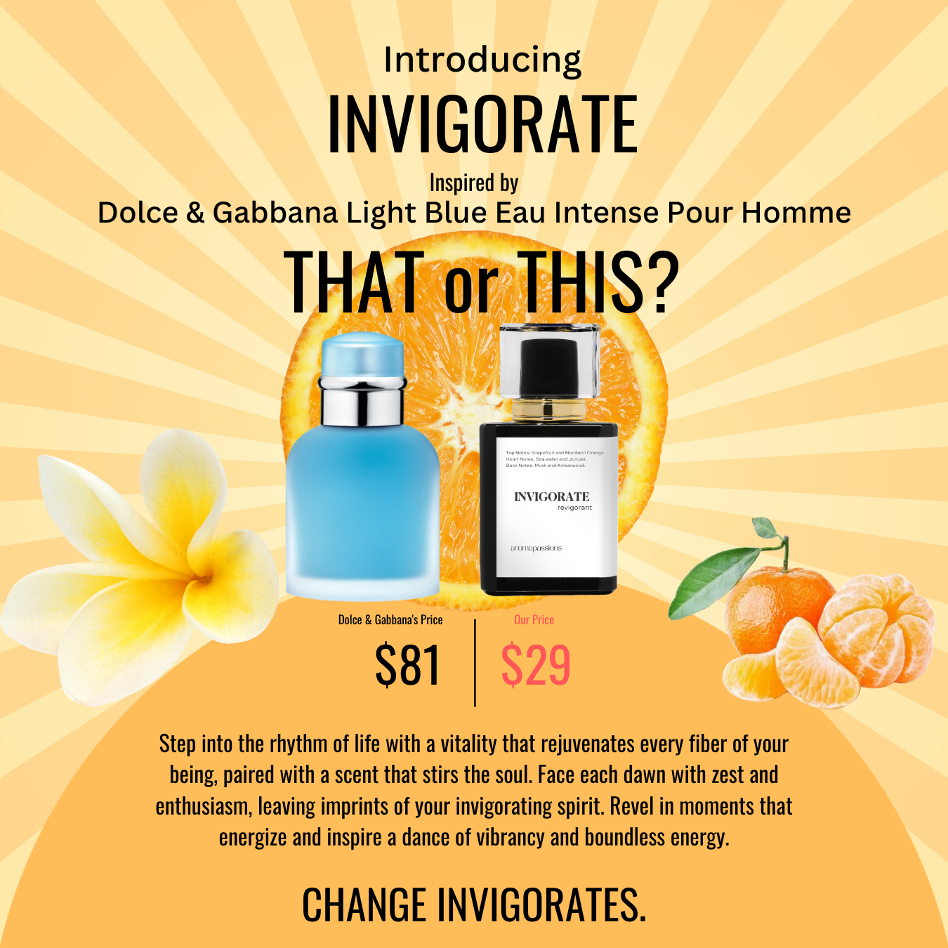 INVIGORATE Inspired by DOLCE GABBANA LIGHT BLUE EAU INTENSE POUR HOMME Light Blue Dupe Pheromone Perfume