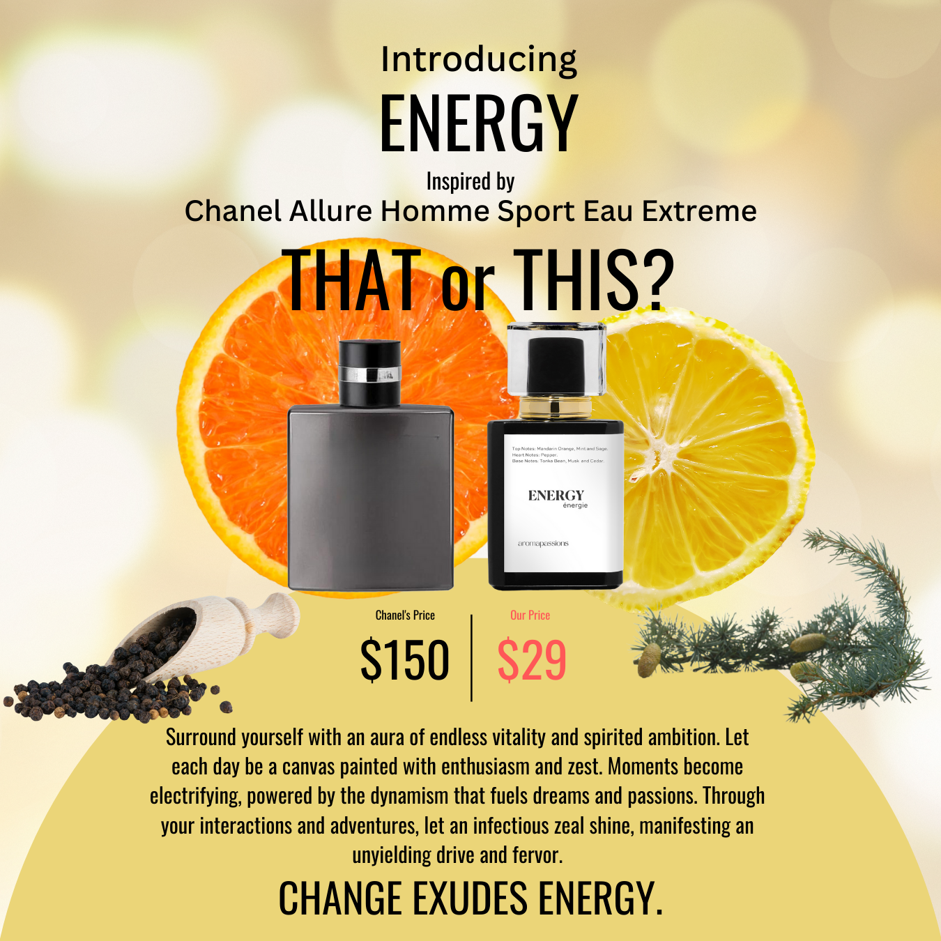 ENERGY | Inspired by CHANEL ALLURE HOMME SPORT EAU EXTREME | Allure Homme Sport Extreme Dupe Pheromone Perfume