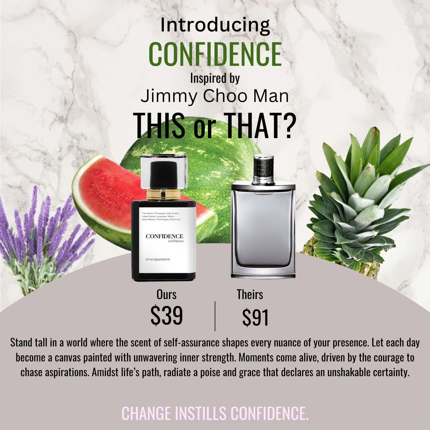 CONFIDENCE | Inspired by JIMMY CHOO MAN | Lavender Pink Pepper Patchouli Essential Oils | Jimmy Choo Dupe Pheromone Perfume