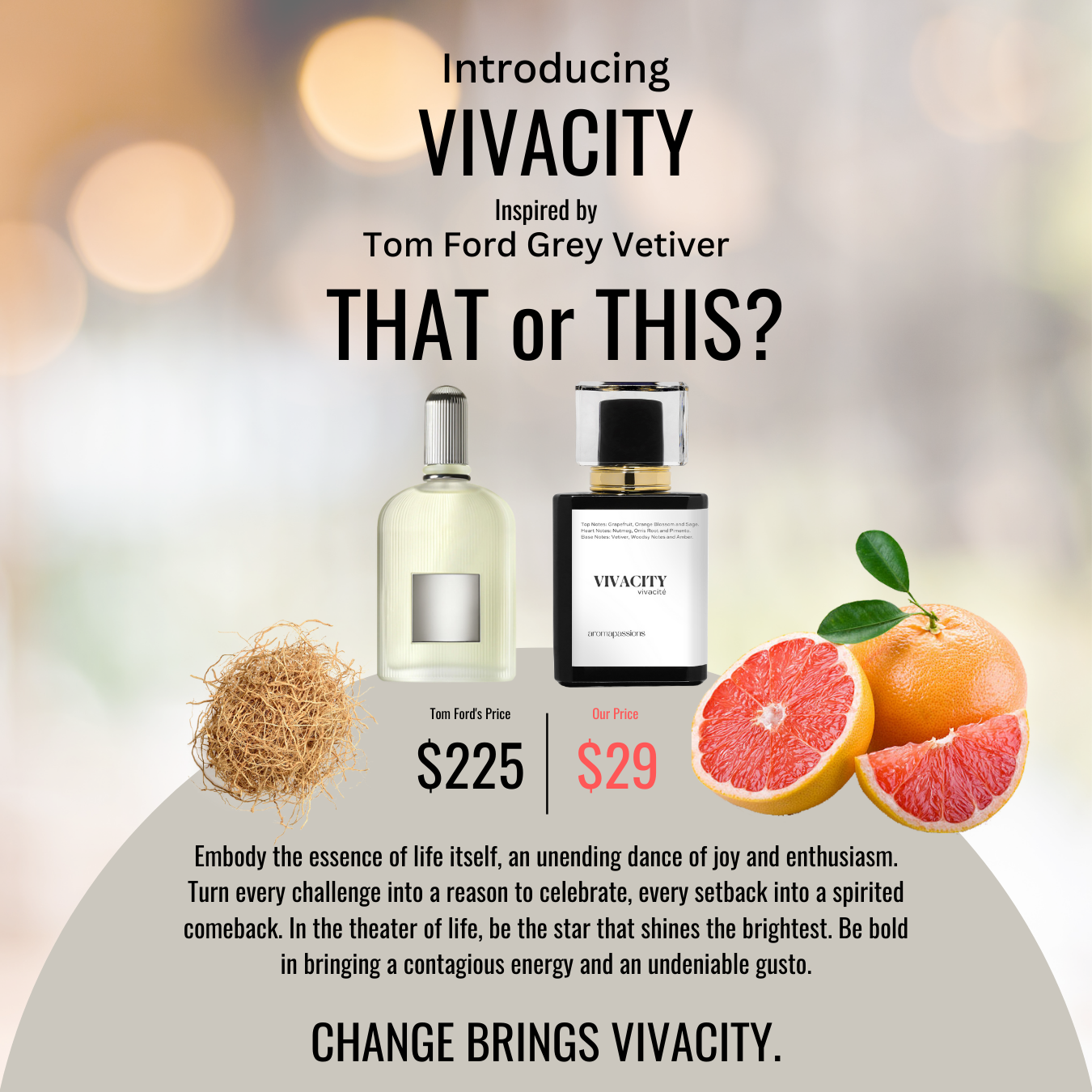 VIVACITY | Inspired by TOM FORD GREY VETIVER | Grey Vetiver Dupe Pheromone Perfume