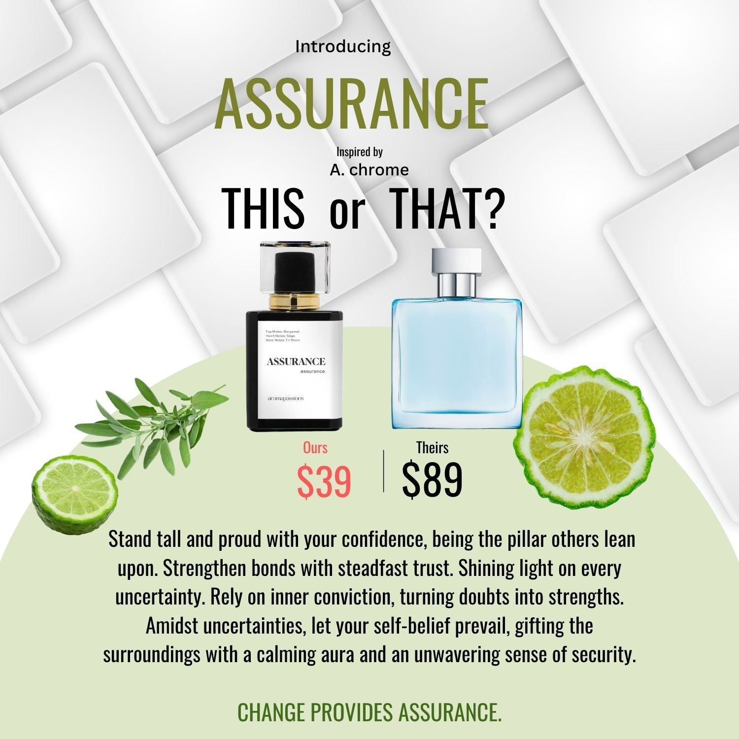 ASSURANCE | Inspired by AZZARO AZZARO CHROME | azzaro chrome Dupe Pheromone Perfume - aromapassions