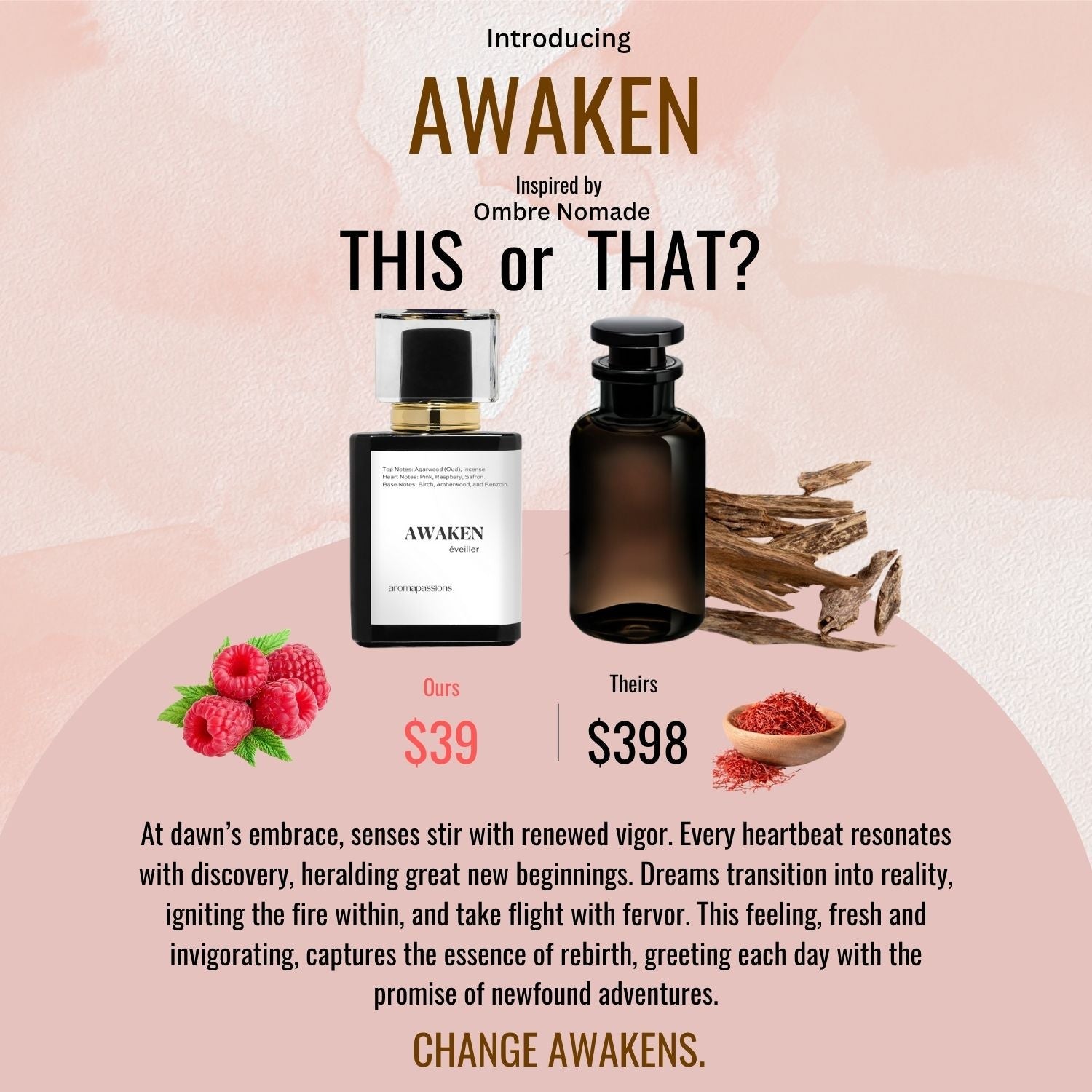 AWAKEN | Inspired by LOUIS VUITTON OMBRE NOMADE | Ombre Nomade Dupe Pheromone Perfume - aromapassions