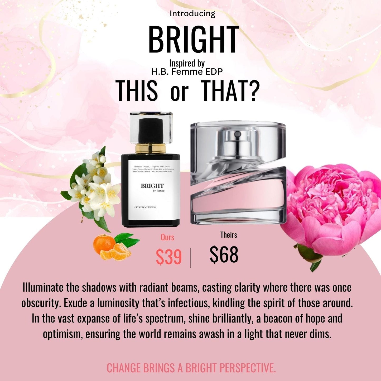 BRIGHT | Inspired by HUGO BOSS FEMME EDP | Femme EDP Dupe Pheromone Perfume - aromapassions