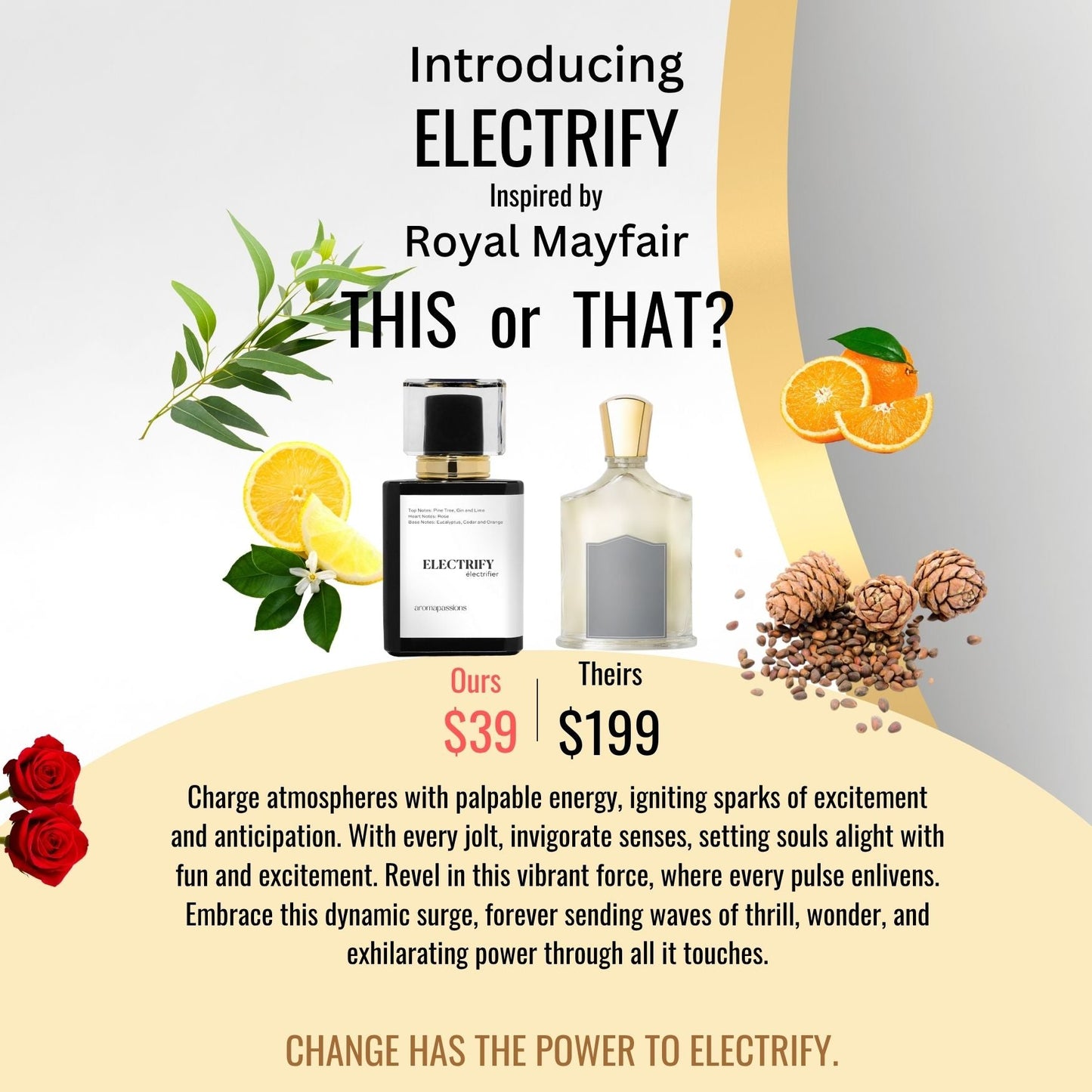 ELECTRIFY | Inspired by CREED ROYAL MAYFAIR | Royal Mayfair Dupe Pheromone Perfume - aromapassions