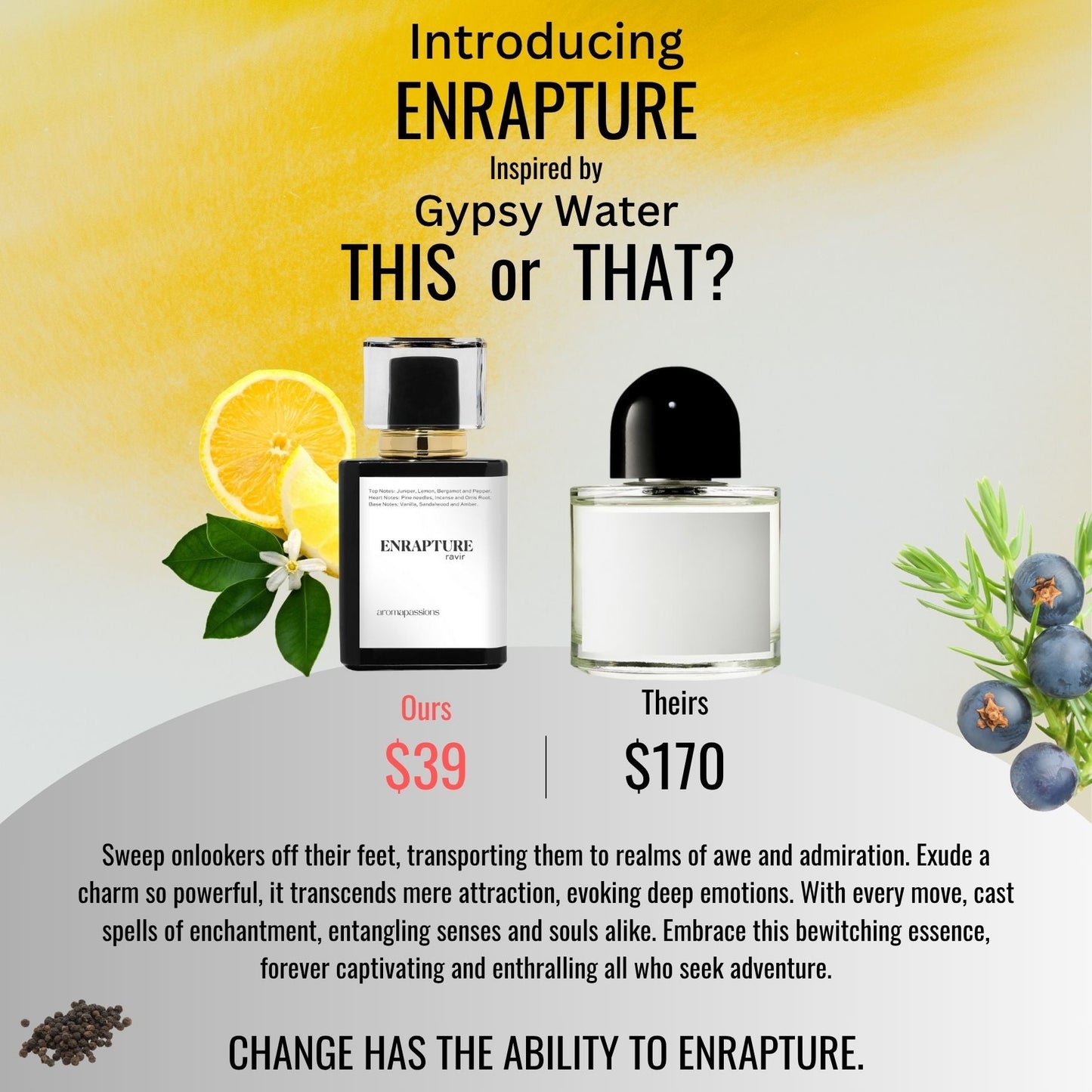 ENRAPTURE | Inspired by BYREDO GYPSY WATER | Gypsy Water Dupe Pheromone Perfume - aromapassions