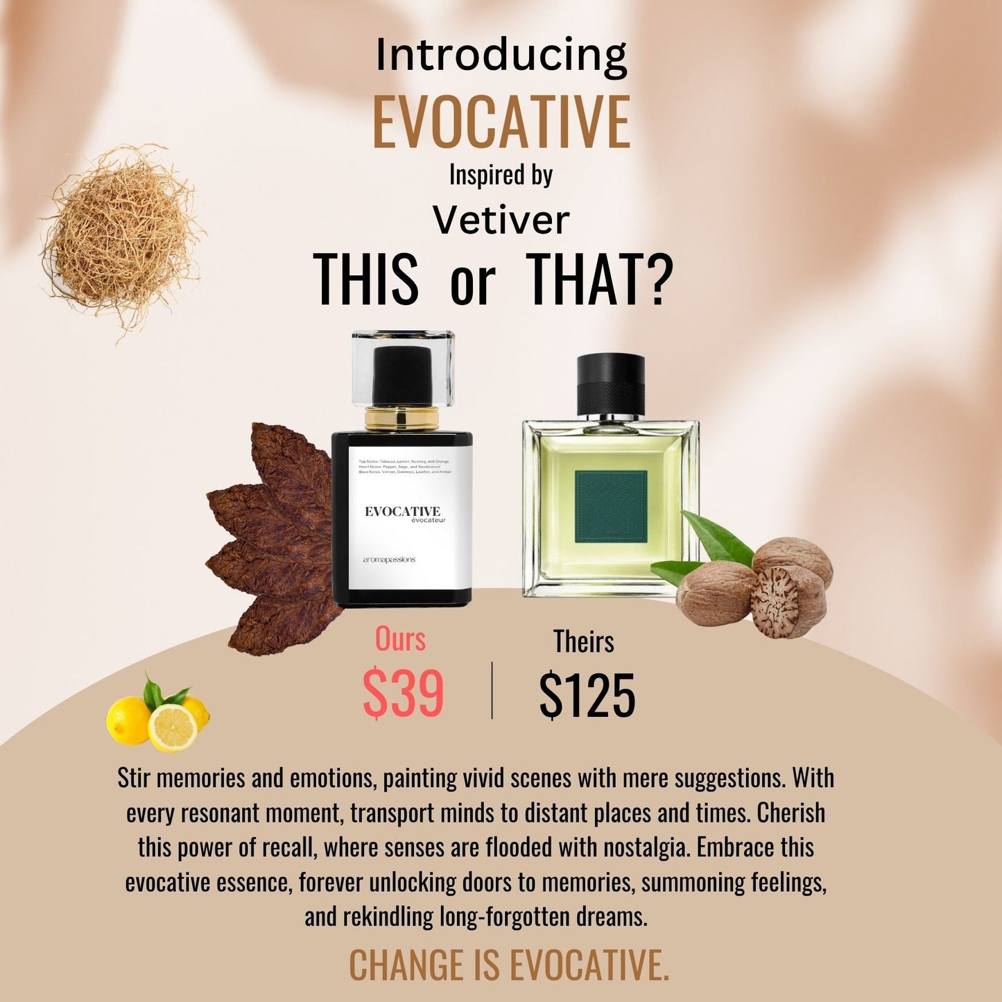 EVOCATIVE | Inspired by GUERLAIN VETIVER | Vetiver Dupe Pheromone Perfume - aromapassions