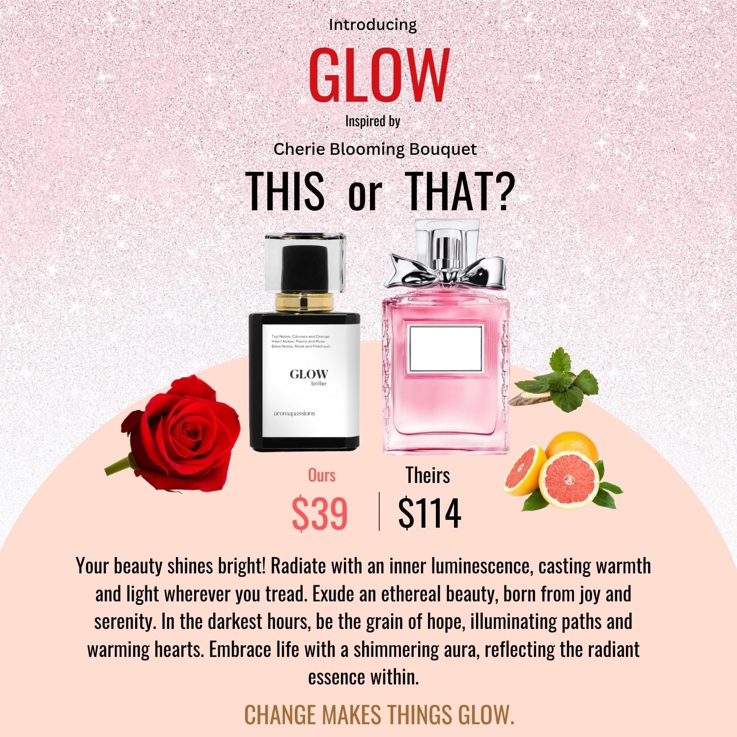 GLOW | Inspired by DIOR MISS DIOR CHERIE BLOOMING BOUQUET | Miss Dior Cherie Blooming Bouquet Dupe Pheromone Perfume - aromapassions
