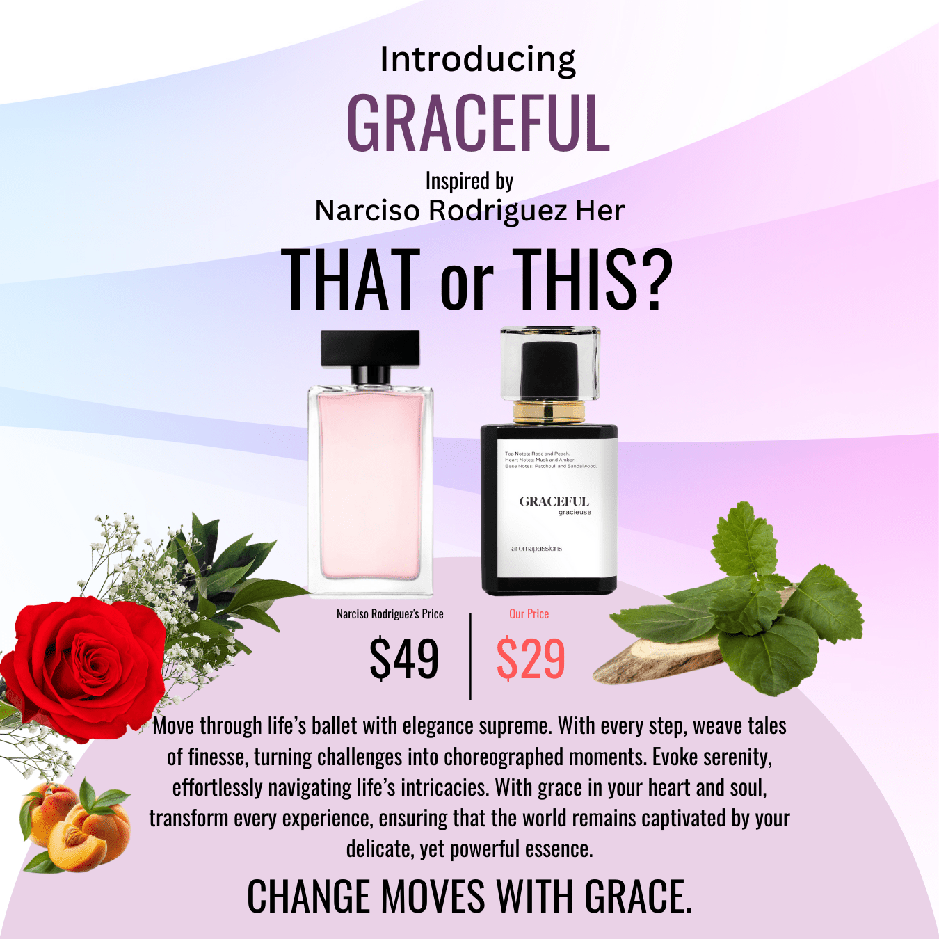 GRACEFUL | Inspired by NARCISO RODRIGUEZ HER | Her Dupe Pheromone Perfume - aromapassions