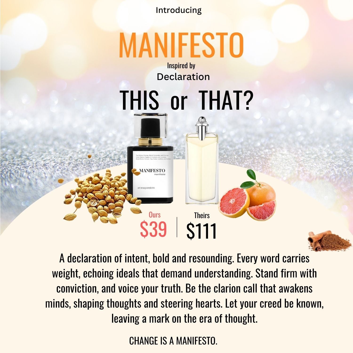 MANIFESTO | Inspired by CARTIER DECLARATION | Declaration Dupe Pheromone Perfume - aromapassions