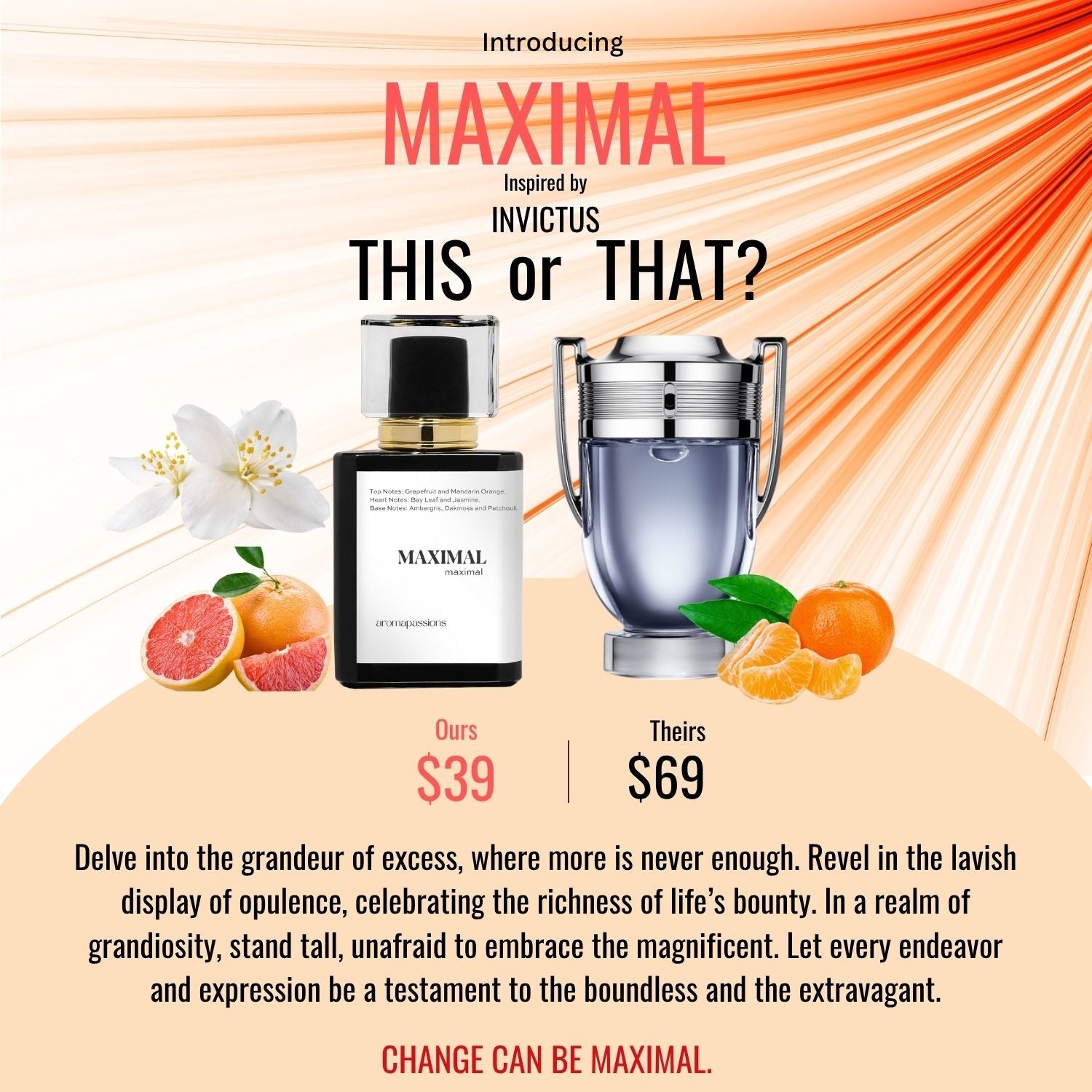 MAXIMAL | Inspired by PACO RABANNE INVICTUS | Invictus Dupe Pheromone Perfume - aromapassions
