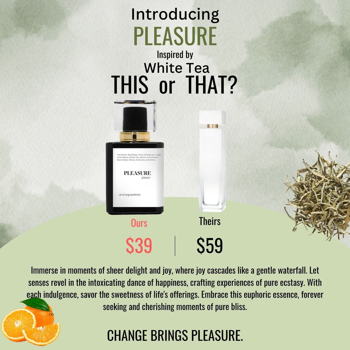 PLEASURE | Inspired by ELIZABETH ARDEN WHITE TEA | White Tea Dupe Pheromone Perfume - aromapassions