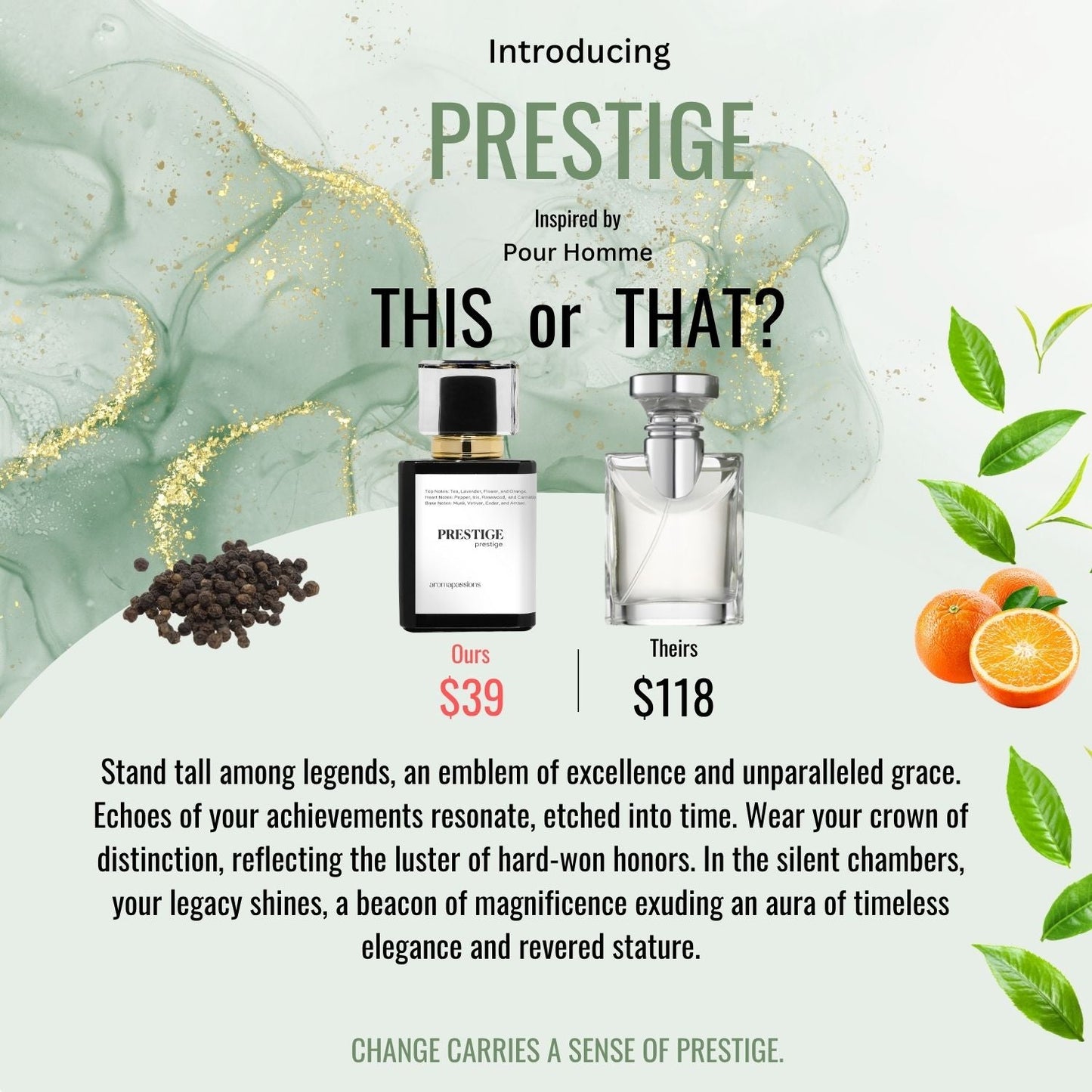 PRESTIGE | Inspired by BVLGARI POUR HOMME | Pour Homme Dupe Pheromone Perfume - aromapassions
