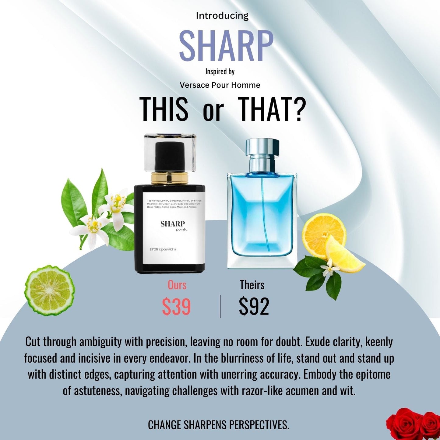 SHARP | Inspired by VERSACE POUR HOMME | Pour Homme Dupe Pheromone Perfume - aromapassions
