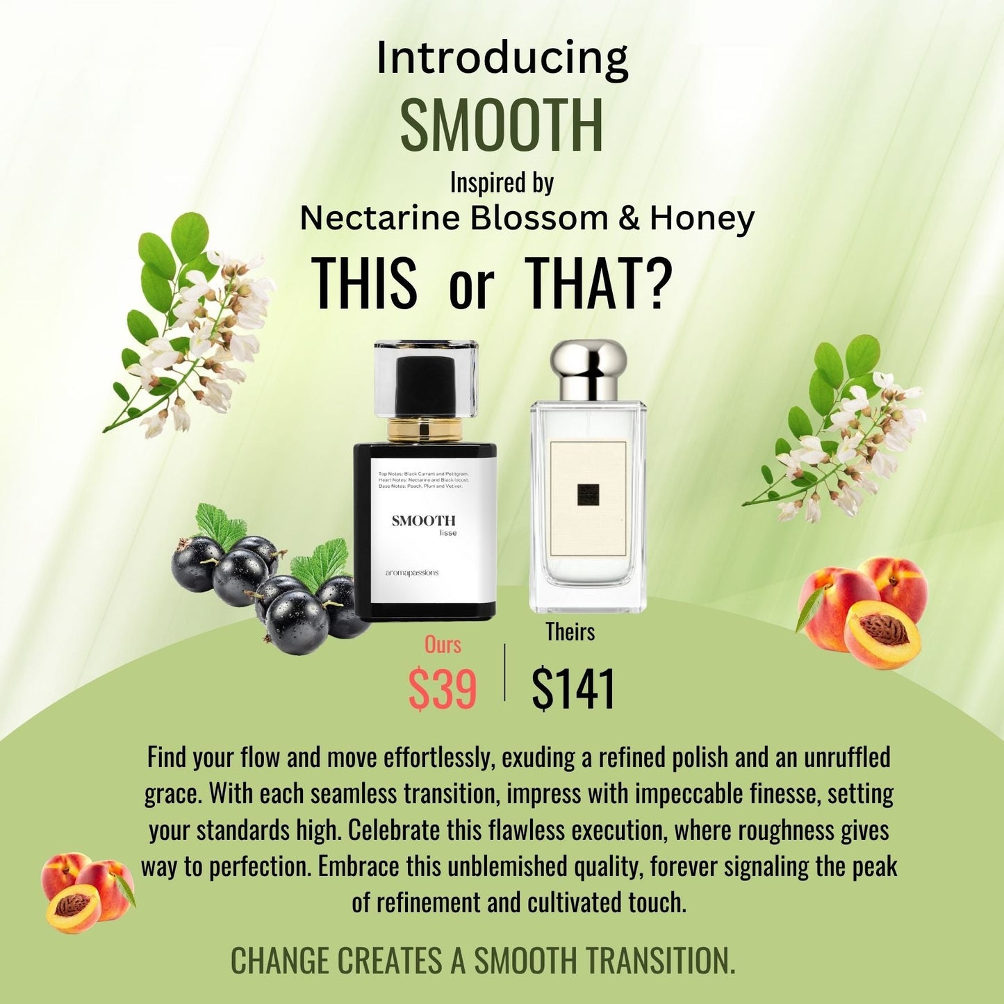 SMOOTH | Inspired by JO MALONE NECTARINE BLOSSOM & HONEY | Nectarine Blossom & Honey Dupe Pheromone Perfume - aromapassions