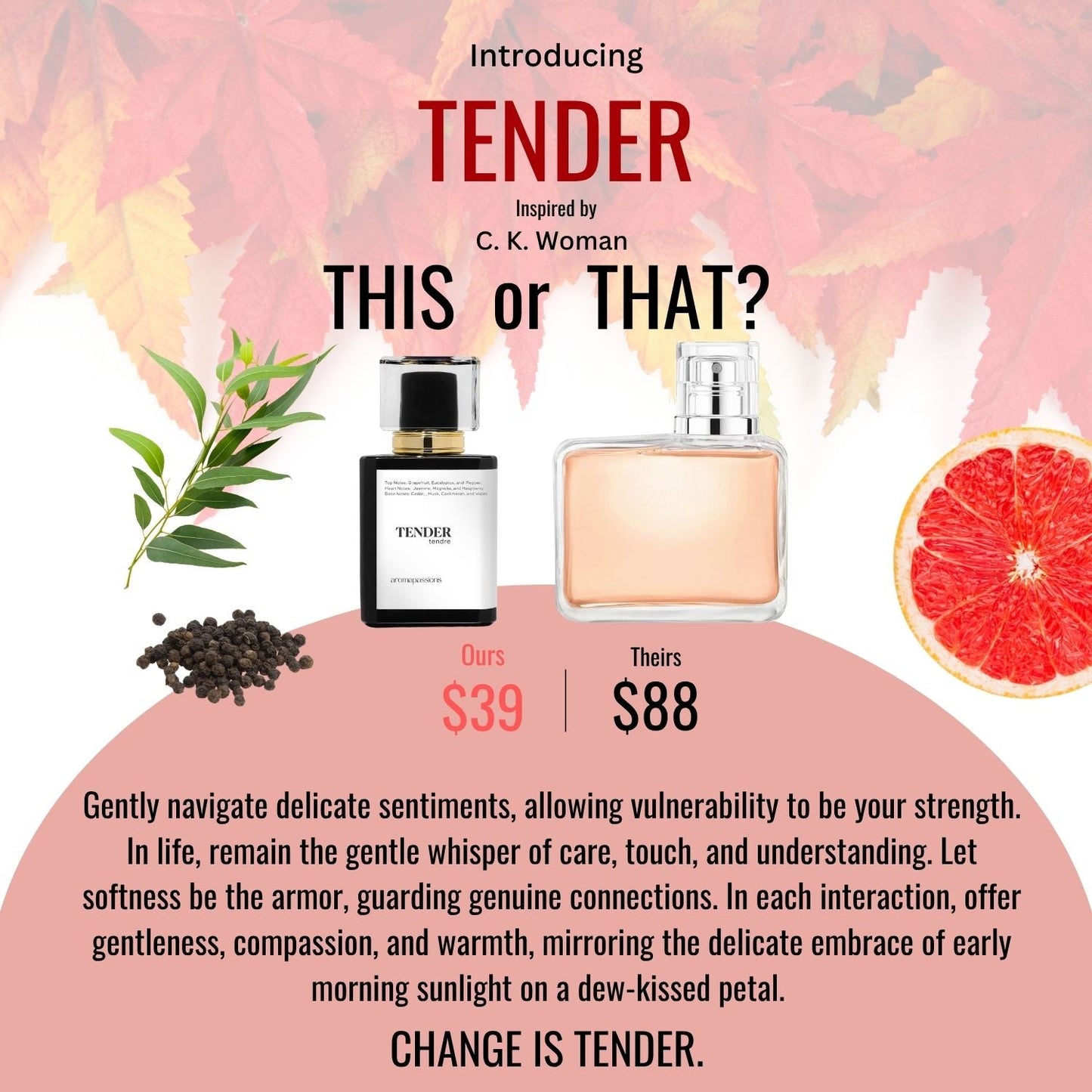 TENDER | Inspired by CALVIN KLEIN WOMAN | Woman Dupe Pheromone Perfume - aromapassions