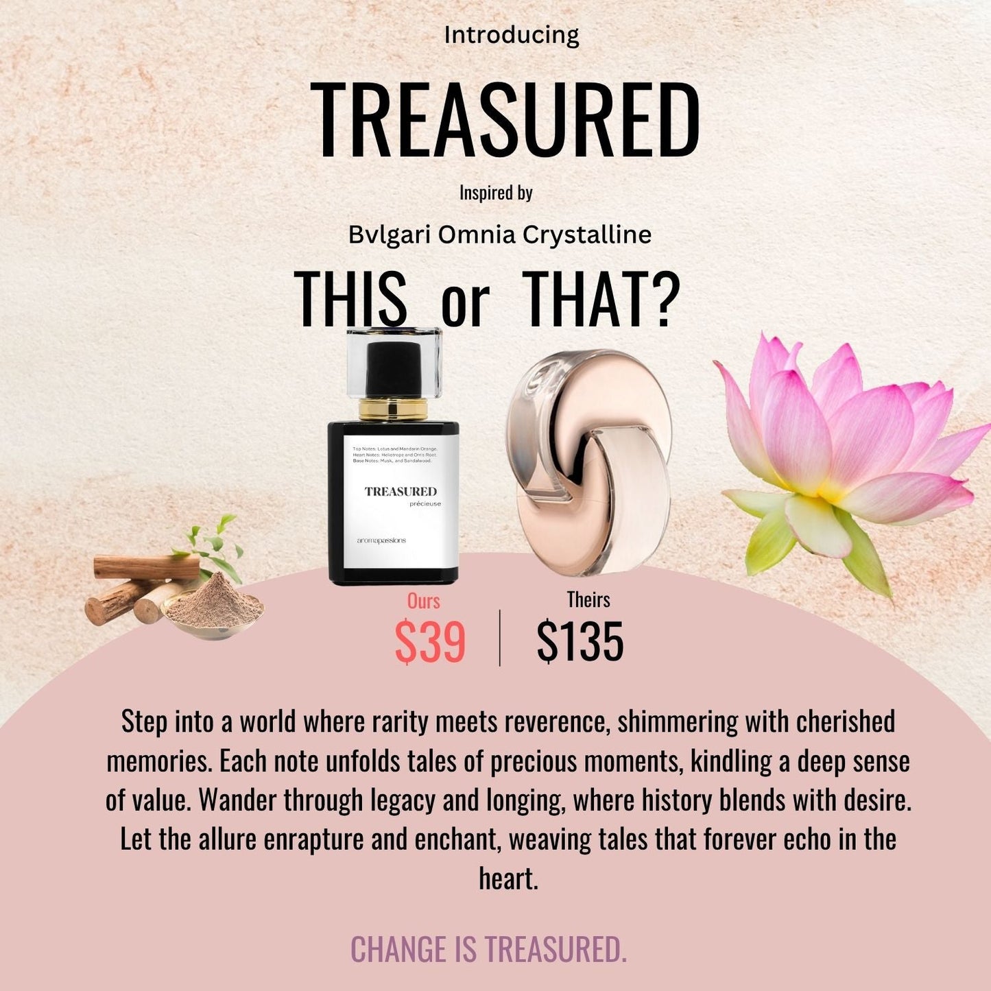 TREASURED | Inspired by BVLGARI OMNIA CRYSTALLINE | Omnia Crystalline Dupe Pheromone Perfume - aromapassions