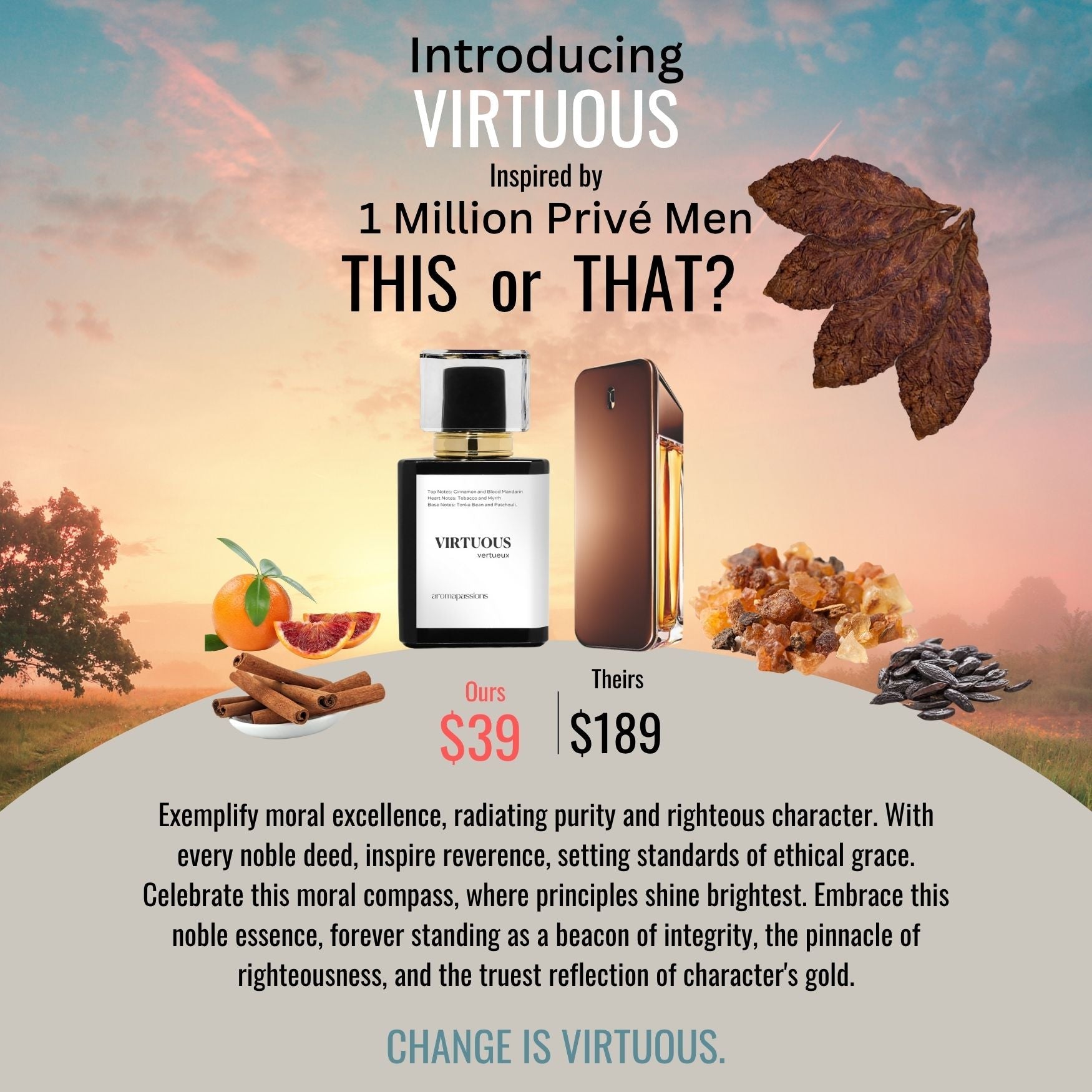 VIRTUOUS | Inspired by PACO RABANNE 1 MILLION PRIVÉ MEN | 1 Million Privé Men Dupe Pheromone Perfume - aromapassions